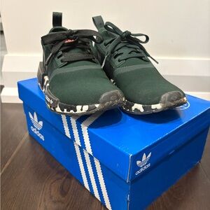 Adidas Women's Dark Green Camouflage-Accent Sneakers